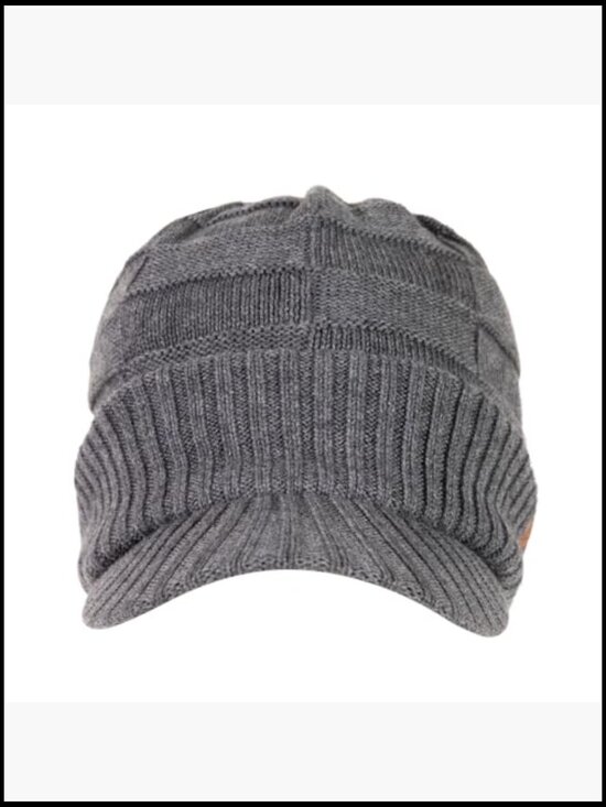 Merino Wool Blend Waterproof Beanie with Brim Visor Hat Unisex